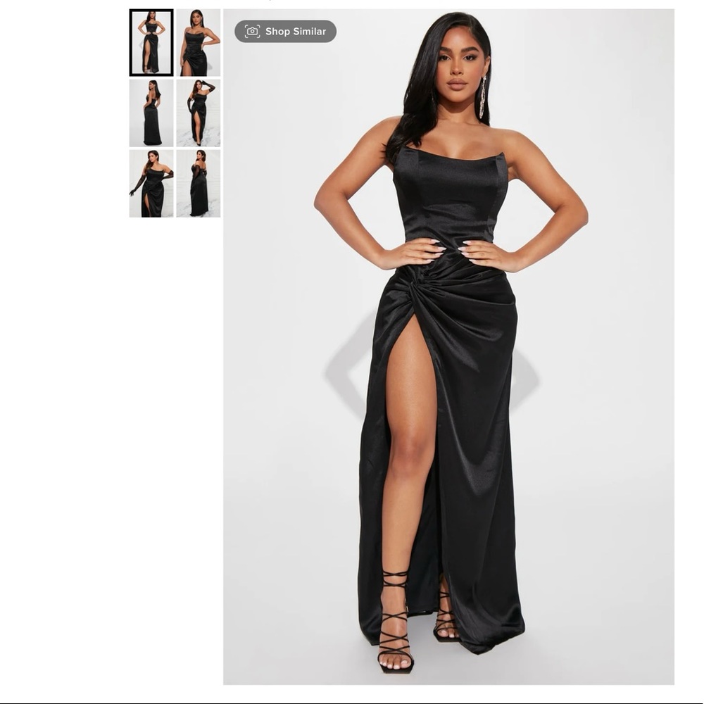 🖤 Satin Maxi Dress with sheer gloves 🖤